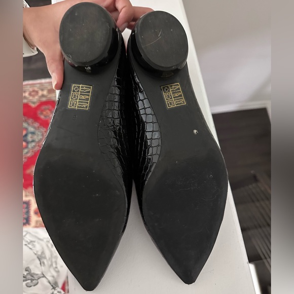 Jeffrey Campbell Black Patent Leather Croc Embossed Loafer Flats - Picture 5 of 7